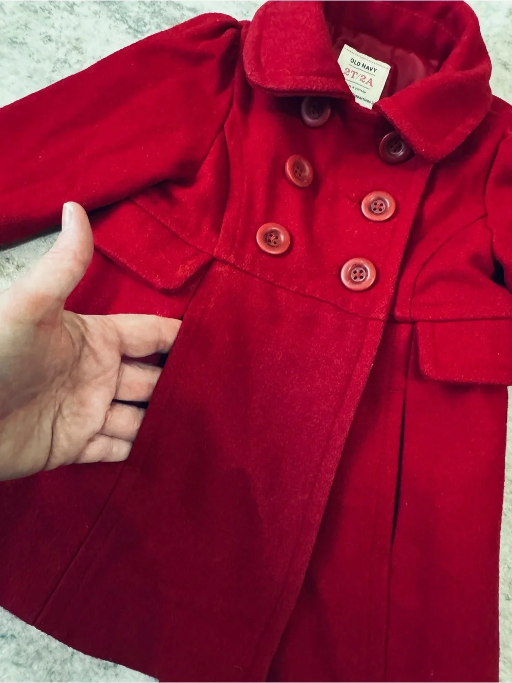 Old Navy Wool Blend Double Breasted Peacoat with Tailored Back EUC